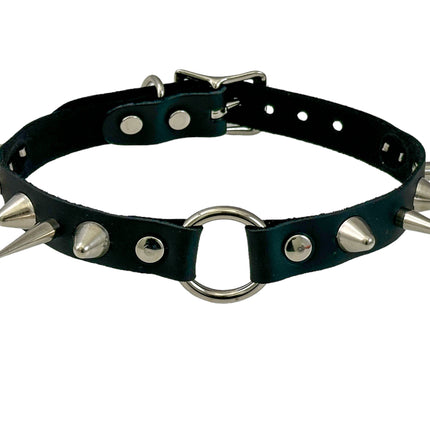 FCK564 HEART RING UK77 STUDDED RICG  SPIKE CHOKER