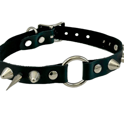FCK564 HEART RING UK77 STUDDED RICG  SPIKE CHOKER