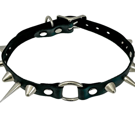 FCK564 HEART RING UK77 STUDDED RICG  SPIKE CHOKER