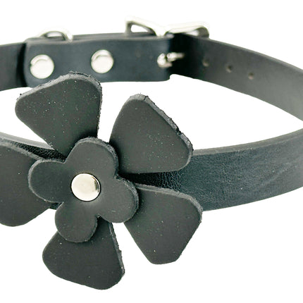 FCK570 FLOWER LEATHER CHOKER