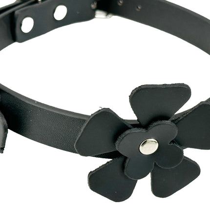 FCK572 FLOWER LEATHER CHOKER