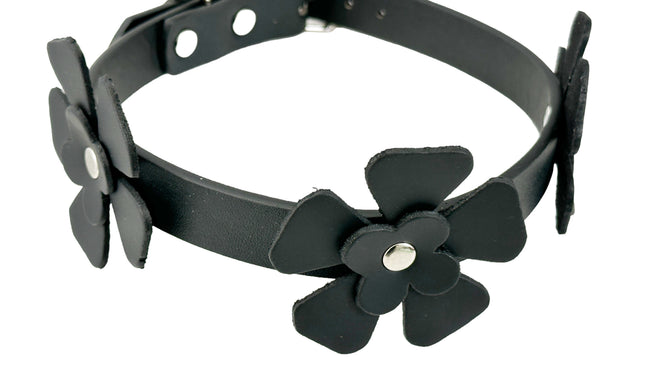 FCK572 FLOWER LEATHER CHOKER