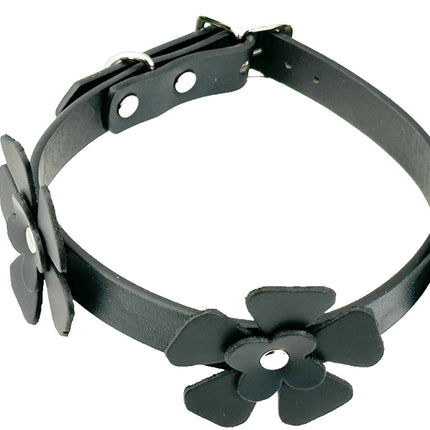 FCK572 FLOWER LEATHER CHOKER