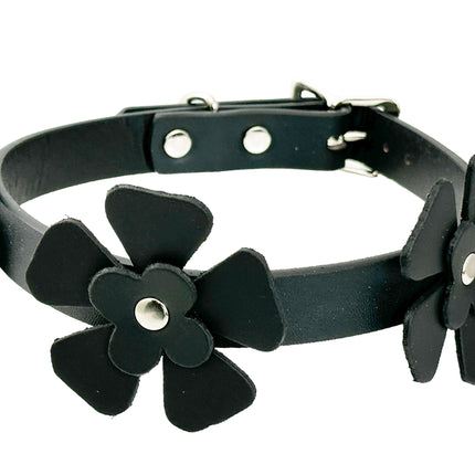 FCK572 FLOWER LEATHER CHOKER