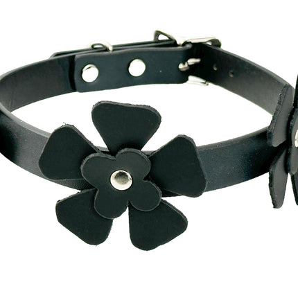 FCK572 FLOWER LEATHER CHOKER