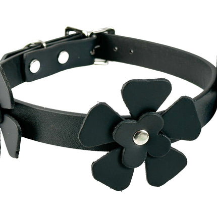 FCK572 FLOWER LEATHER CHOKER