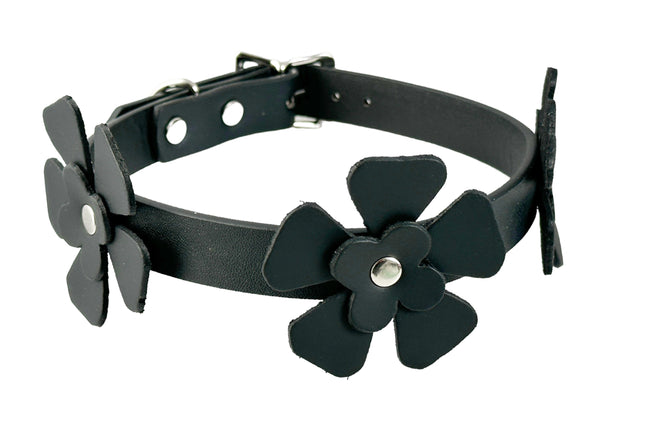 FCK572 FLOWER LEATHER CHOKER