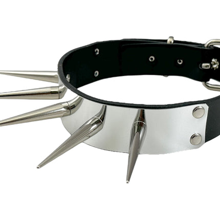 FCK584  METAL PLATE CONE SPIKE CHOKER 1 1/4" WIDE