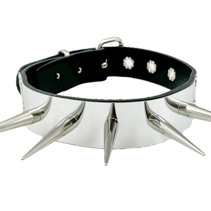 FCK584  METAL PLATE CONE SPIKE CHOKER 1 1/4" WIDE