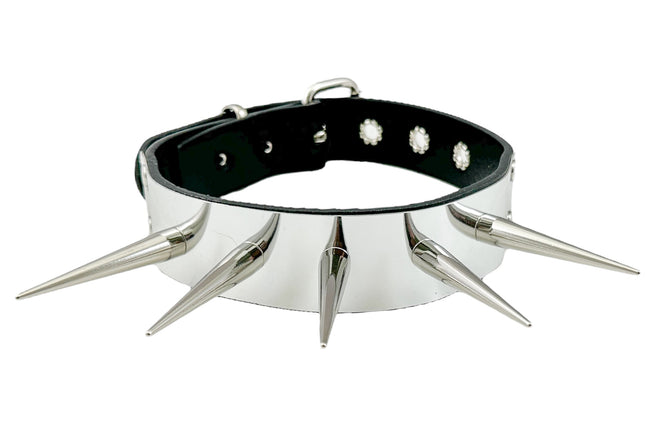 FCK584  METAL PLATE CONE SPIKE CHOKER 1 1/4" WIDE