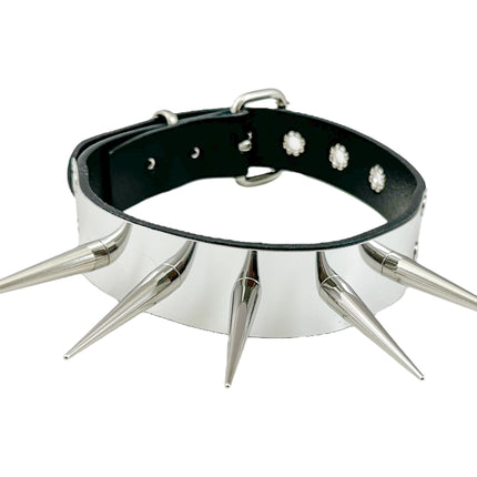 FCK584  METAL PLATE CONE SPIKE CHOKER 1 1/4" WIDE
