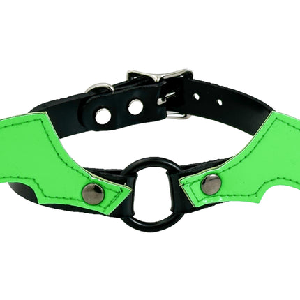 FCK602 BAT RING  PATENT NEON BONDAGE CHOKER