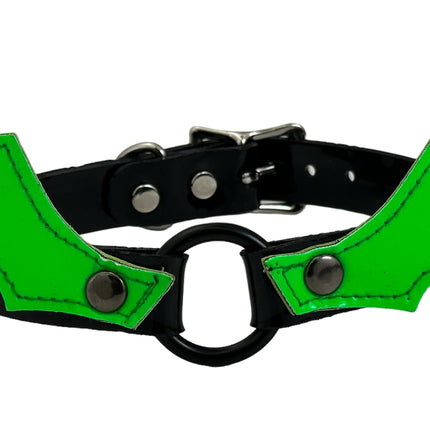 FCK602 BAT RING  PATENT NEON BONDAGE CHOKER