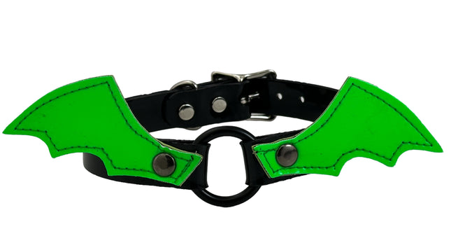 FCK602 BAT RING  PATENT NEON BONDAGE CHOKER