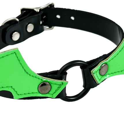 FCK602 BAT RING  PATENT NEON BONDAGE CHOKER
