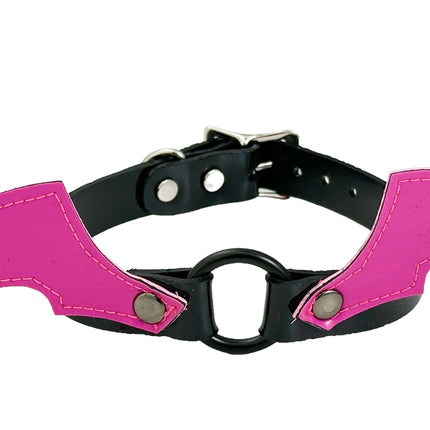 FCK602 BAT RING  PATENT NEON BONDAGE CHOKER
