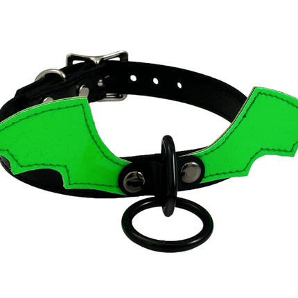 FCK604 BAT HEART RING  PATENT NEON HANGING RING  BONDAGE CHOKER