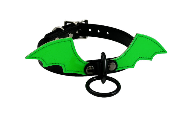 FCK604 BAT HEART RING  PATENT NEON HANGING RING  BONDAGE CHOKER