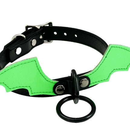 FCK604 BAT HEART RING  PATENT NEON HANGING RING  BONDAGE CHOKER