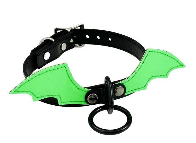 FCK604 BAT HEART RING  PATENT NEON HANGING RING  BONDAGE CHOKER