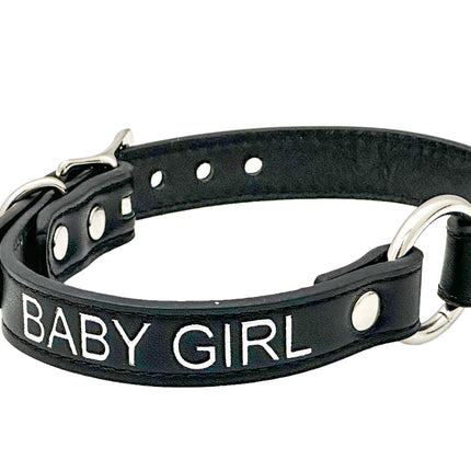FCK630SIL-SIL  SILVER PRINTED NAME VEGAN CHOKER WITH RING