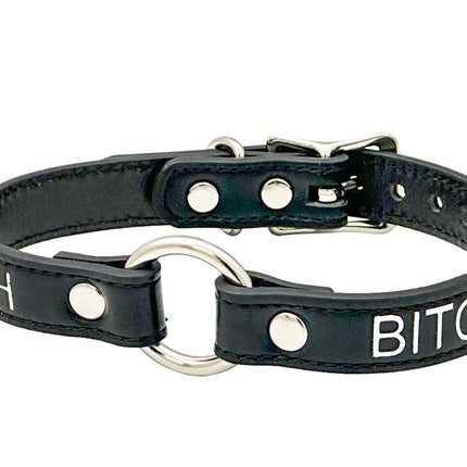 FCK630SIL-SIL  SILVER PRINTED NAME VEGAN CHOKER WITH RING