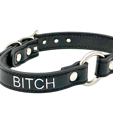 FCK630SIL-SIL  SILVER PRINTED NAME VEGAN CHOKER WITH RING