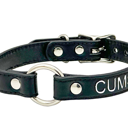 FCK630SIL-SIL  SILVER PRINTED NAME VEGAN CHOKER WITH RING