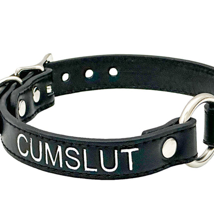 FCK630SIL-SIL  SILVER PRINTED NAME VEGAN CHOKER WITH RING