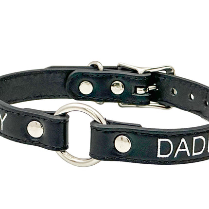 FCK630SIL-SIL  SILVER PRINTED NAME VEGAN CHOKER WITH RING