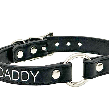 FCK630SIL-SIL  SILVER PRINTED NAME VEGAN CHOKER WITH RING