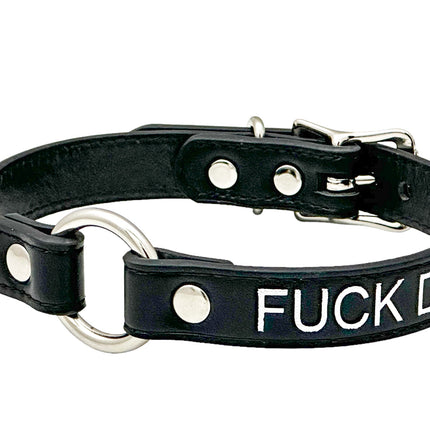 FCK630SIL-SIL  SILVER PRINTED NAME VEGAN CHOKER WITH RING