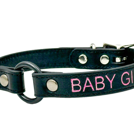 FCK630PS-BS  PINK PRINTED NAME VEGAN CHOKER WITH BLACK RING