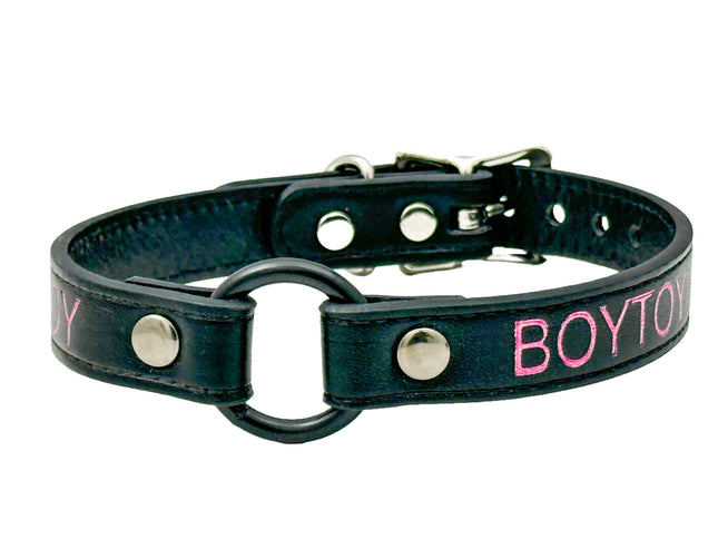 FCK630PS-BS  PINK PRINTED NAME VEGAN CHOKER WITH BLACK RING