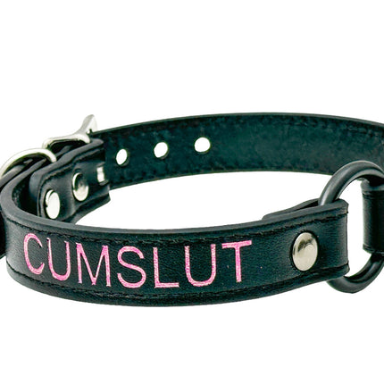 FCK630PS-BS  PINK PRINTED NAME VEGAN CHOKER WITH BLACK RING