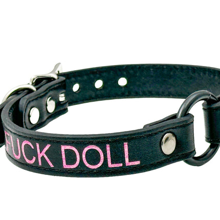 FCK630PS-BS  PINK PRINTED NAME VEGAN CHOKER WITH BLACK RING