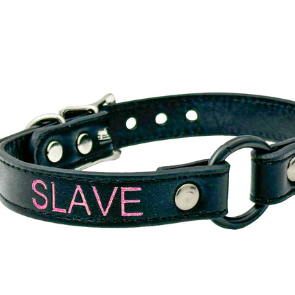 FCK630PS-BS  PINK PRINTED NAME VEGAN CHOKER WITH BLACK RING