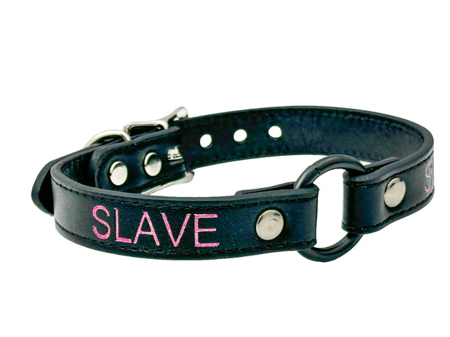 FCK630PS-BS  PINK PRINTED NAME VEGAN CHOKER WITH BLACK RING