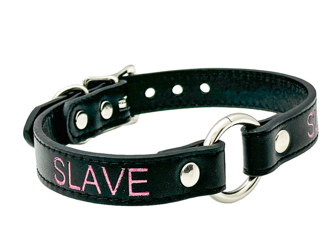 FCK630PS-SIL  PINK PRINTED NAME VEGAN CHOKER WITH SILVER RING