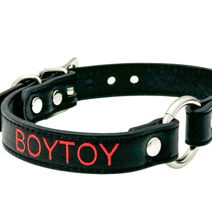 FCK630RS-SIL   RED PRINTED NAME VEGAN CHOKER WITH SILVER RING