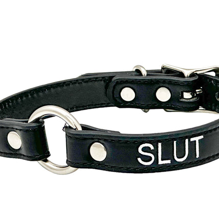 FCK630SIL-SIL  SILVER PRINTED NAME VEGAN CHOKER WITH RING