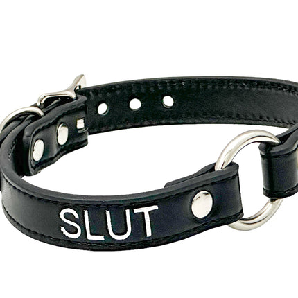 FCK630SIL-SIL  SILVER PRINTED NAME VEGAN CHOKER WITH RING