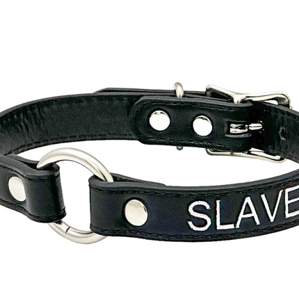 FCK630SIL-SIL  SILVER PRINTED NAME VEGAN CHOKER WITH RING