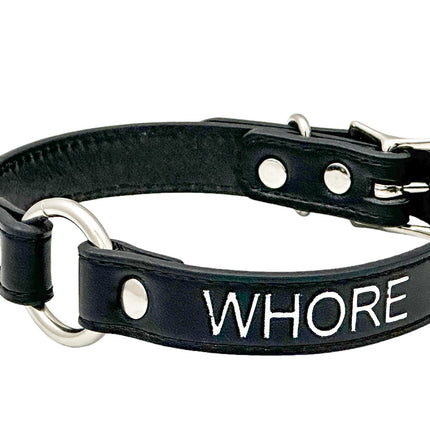 FCK630SIL-SIL  SILVER PRINTED NAME VEGAN CHOKER WITH RING
