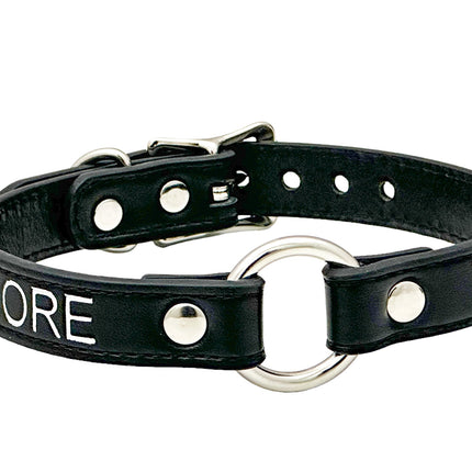 FCK630SIL-SIL  SILVER PRINTED NAME VEGAN CHOKER WITH RING