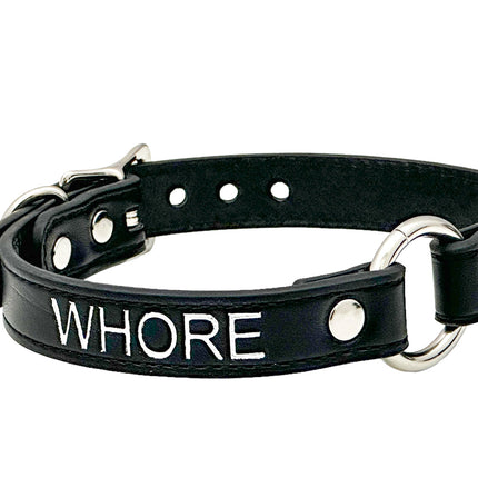 FCK630SIL-SIL  SILVER PRINTED NAME VEGAN CHOKER WITH RING