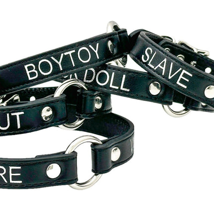 FCK630SIL-SIL  SILVER PRINTED NAME VEGAN CHOKER WITH RING
