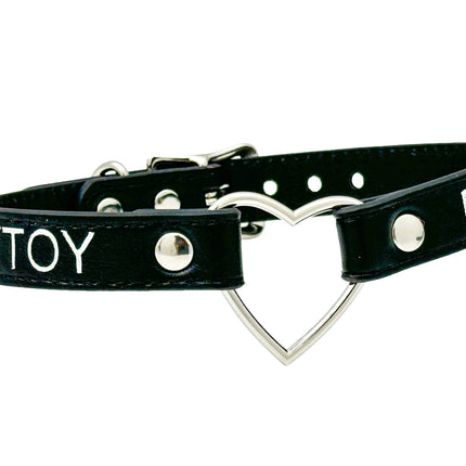 FCK632SIL-SIL  HEART RING SILVER PRINTED NAME VEGAN CHOKER
