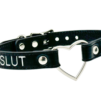 FCK632SIL-SIL  HEART RING SILVER PRINTED NAME VEGAN CHOKER