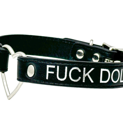 FCK632SIL-SIL  HEART RING SILVER PRINTED NAME VEGAN CHOKER